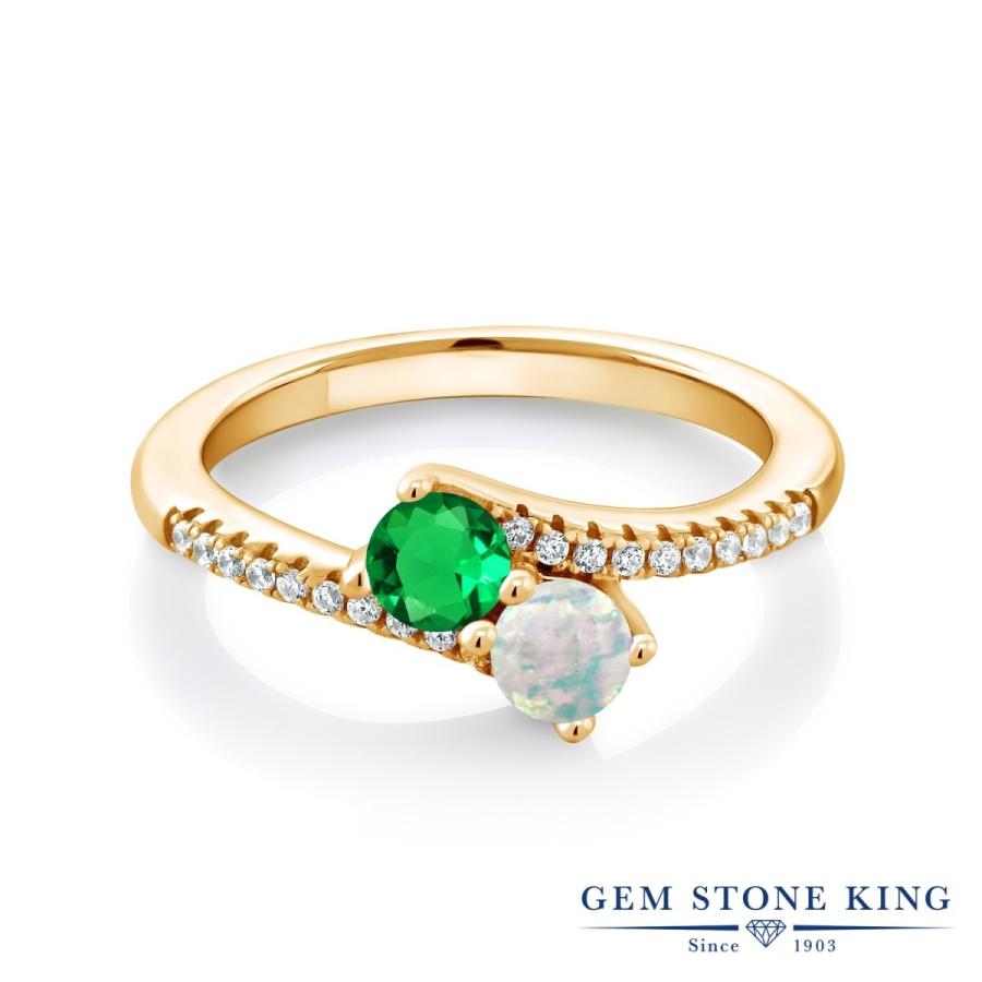 ナノ エメラルド リング レディース 指輪 イエローゴールド 加工 ブランド