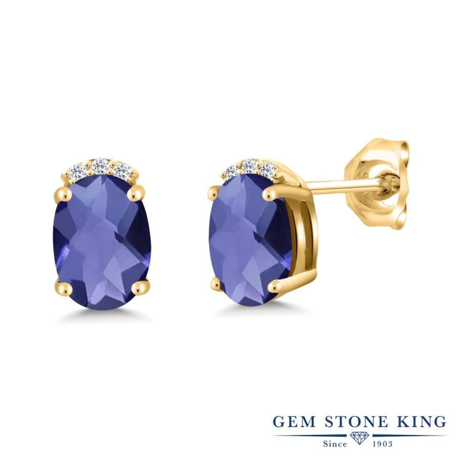 天然 アイオライト ピアス レディース イエローゴールド 加工 天然石 3月 誕生石 お守り 誕生日プレゼント 女性 アレルギー対応 ブランド