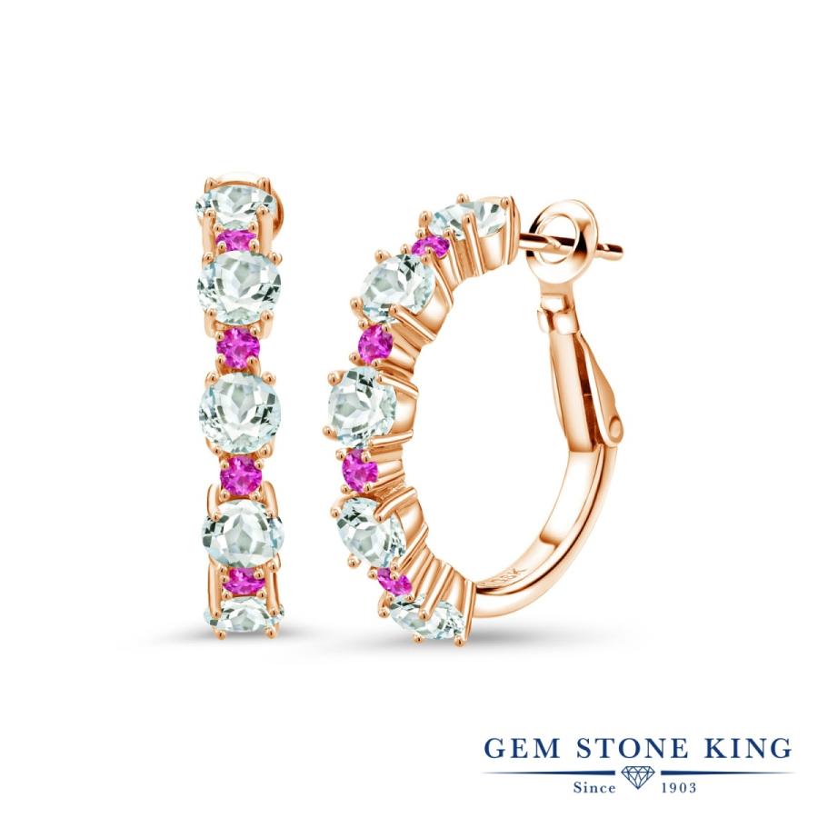 天然 アクアマリン フープピアス レディース ピンクゴールド 加工 天然石 3月 誕生石 お守り 誕生日プレゼント 女性 アレルギー対応 ブランド