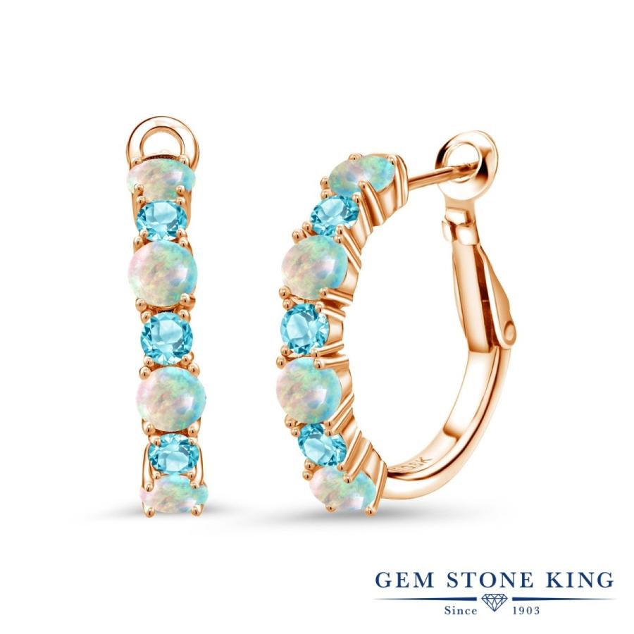 シミュレイテッド ホワイトオパール フープピアス レディース ピンクゴールド 加工 10月 誕生石 お守り 誕生日プレゼント 女性 アレルギー対応 ブランド