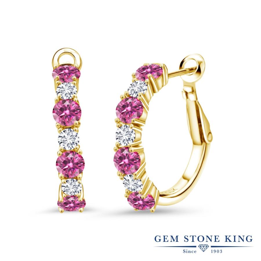 ピアス レディース ピンク モアサナイト イエローゴールド 加工 プレゼント 女性 ブランド