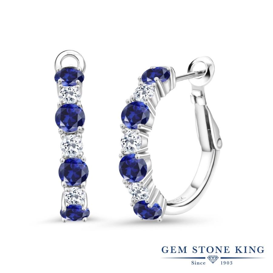 シンセティック サファイア フープピアス レディース 9月 誕生石 お守り 誕生日プレゼント 女性 アレルギー対応 ブランド