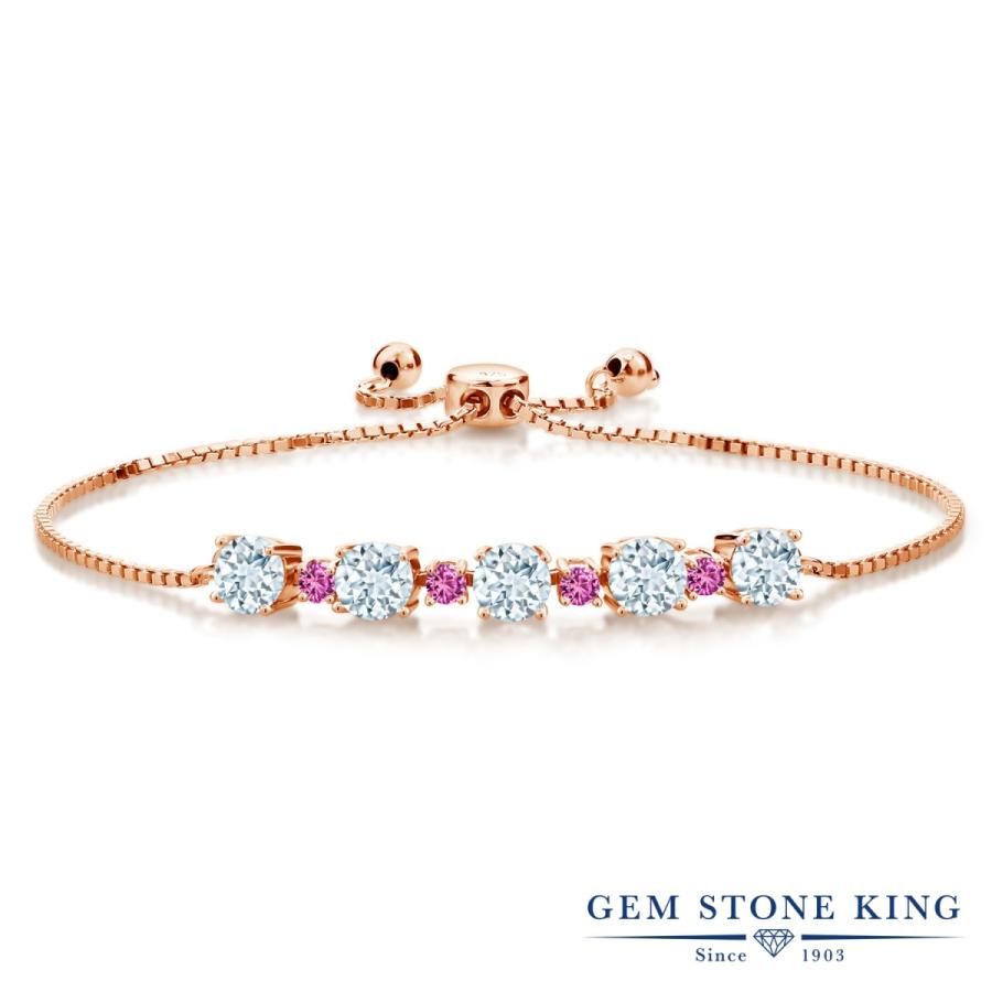 天然 アクアマリン ブレスレット レディース ピンクゴールド 加工 天然石 3月 誕生石 お守り 誕生日プレゼント 女性 40代 50代 ブランド