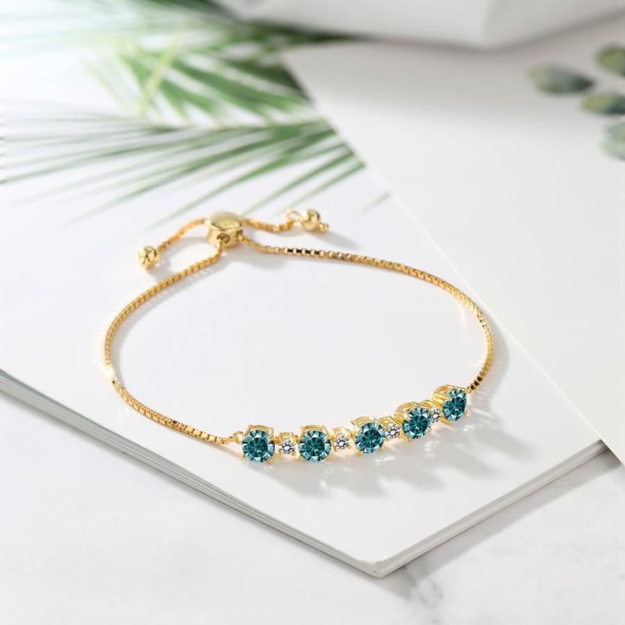 ［即日発送］ ブレスレット レディース ブルー モアサナイト イエローゴールド 加工 プレゼント 女性 【IQ7287818199】(25696円)