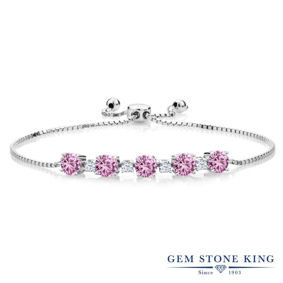 シンセティック ピンクサファイア ブレスレット レディース 9月 誕生石 お守り 誕生日プレゼント 女性 40代 50代 ブランド