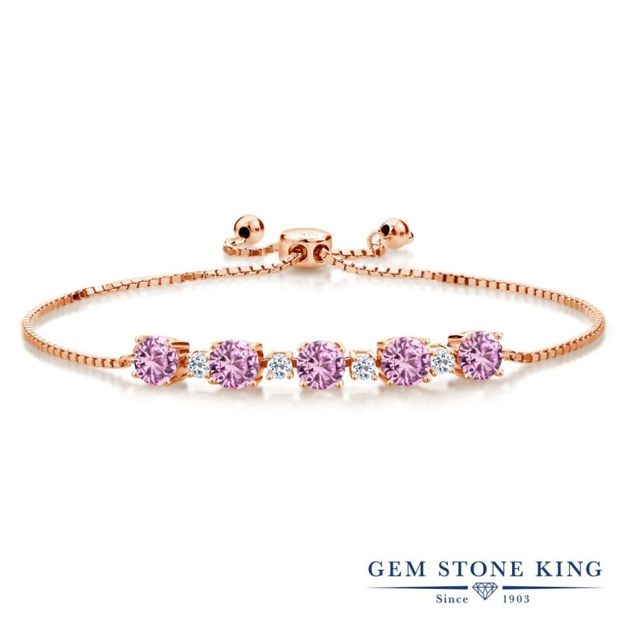 シンセティック ピンクサファイア ブレスレット レディース ピンクゴールド 加工 9月 誕生石 お守り 誕生日プレゼント 女性 40代 50代 ブランド