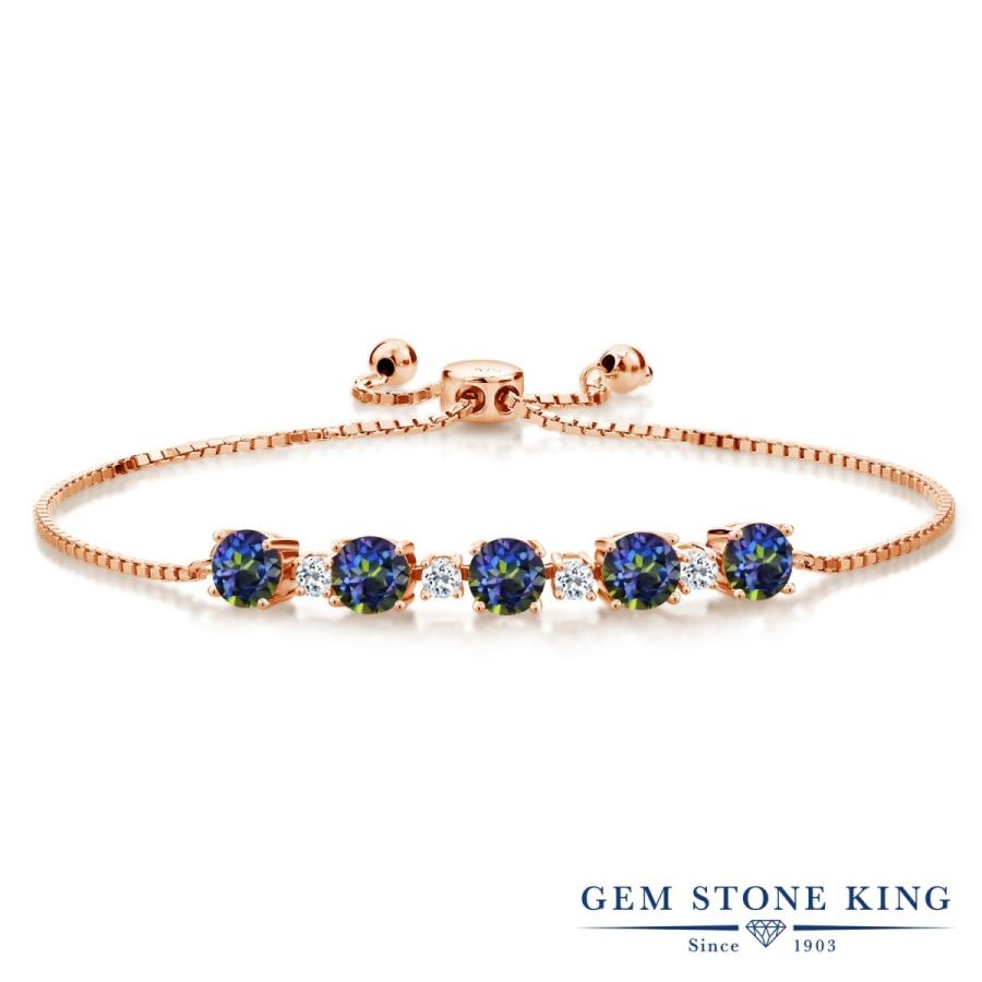 天然 ミスティック トパーズ ブレスレット レディース ピンクゴールド 加工 天然石 お守り 40代 50代 ブランド