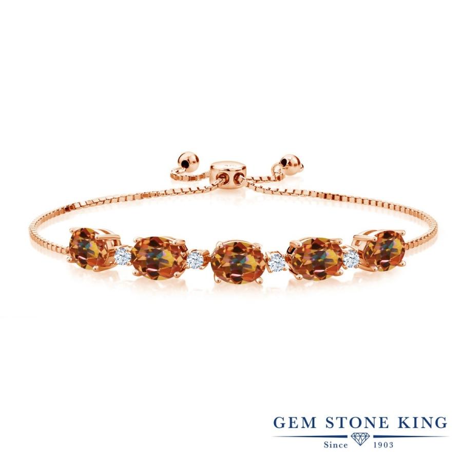 天然 ミスティック トパーズ ブレスレット レディース ピンクゴールド 加工 天然石 お守り 40代 50代 ブランド