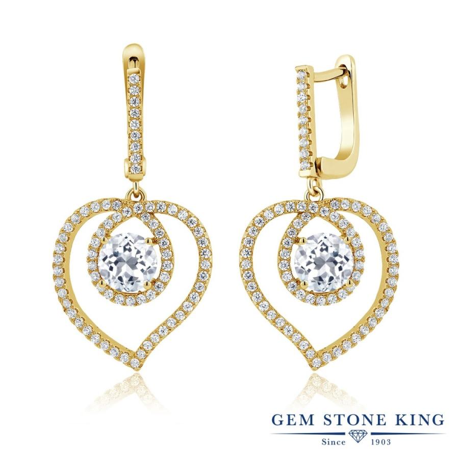 天然 ホワイトトパーズ ピアス レディース イエローゴールド 加工 天然石 11月 誕生石 お守り 誕生日プレゼント 女性 アレルギー対応 ブランド フープ