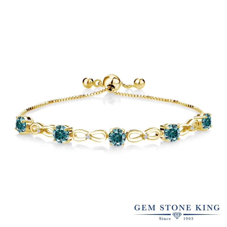 ブレスレット レディース ブルー モアサナイト イエローゴールド 加工 プレゼント 女性