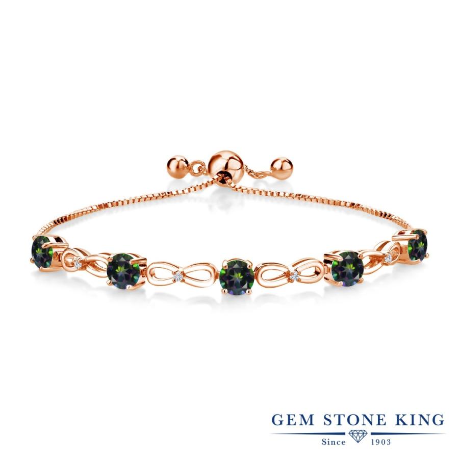 天然 ミスティック トパーズ ブレスレット レディース ピンクゴールド 加工 天然石 お守り 40代 50代 ブランド