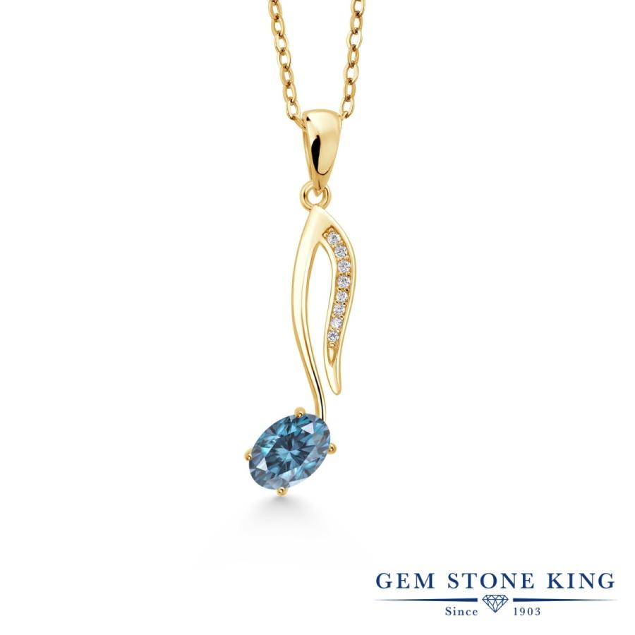 ブルー モアサナイト ネックレス レディース イエローゴールド 加工 プレゼント 女性 ブランド