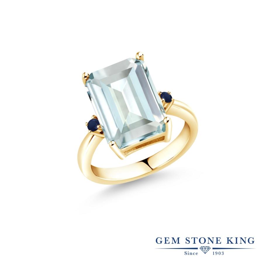 シミュレイテッド アクアマリン リング レディース 指輪 イエローゴールド 加工 ブランド