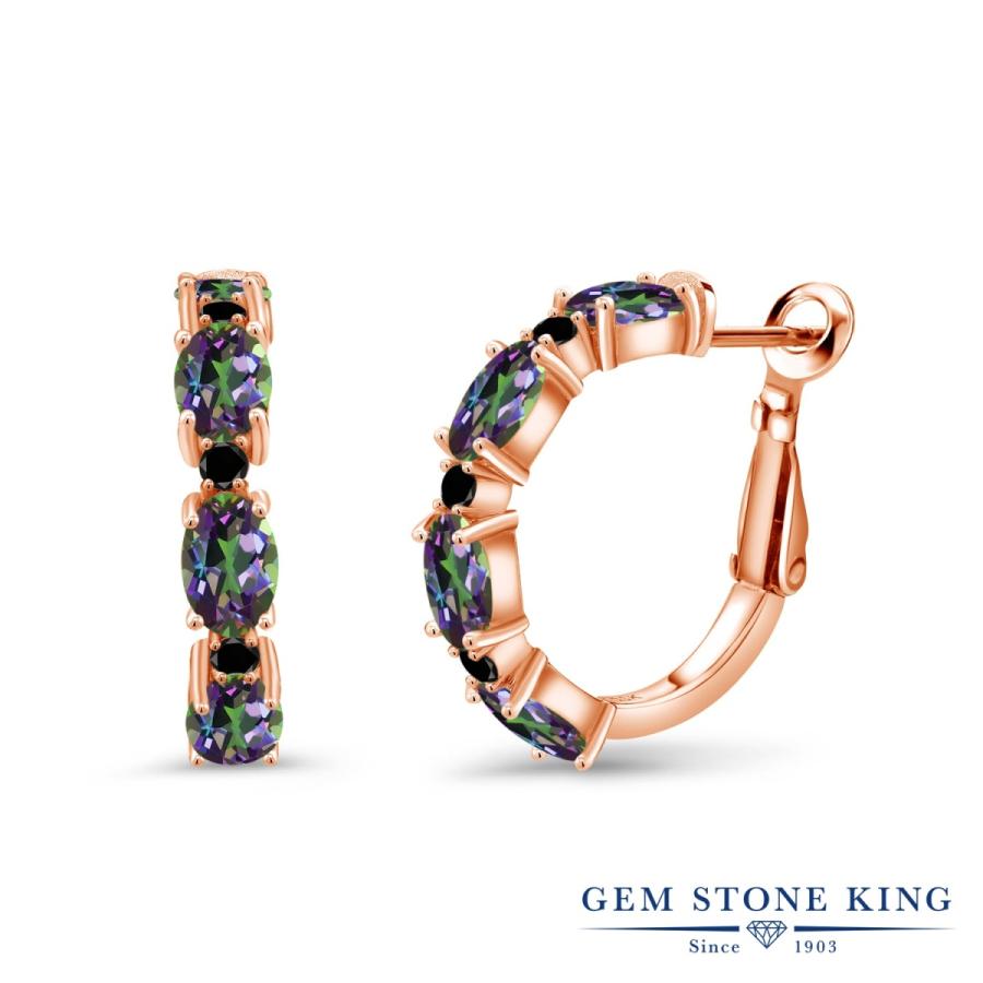 天然 ミスティック トパーズ フープピアス レディース ピンクゴールド 加工 天然石 お守り アレルギー対応 ブランド