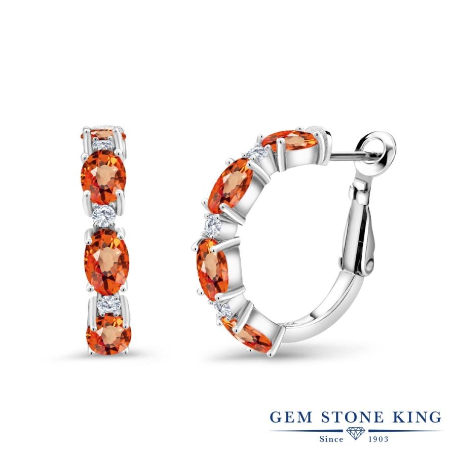 天然 オレンジサファイア ピアス レディース 天然石 9月 誕生石 ブランド