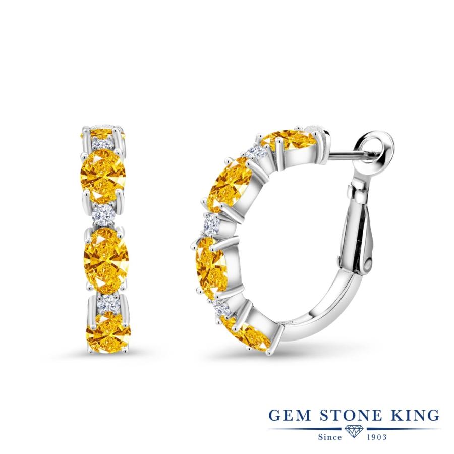 ゴールデン イエロー ジルコニア フープピアス レディース CZ プレゼント 女性 アレルギー対応 ブランド