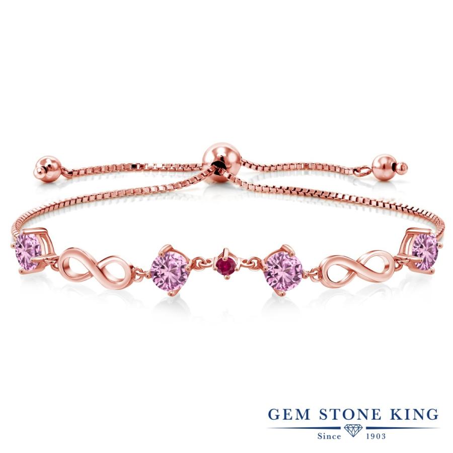 シンセティック ピンクサファイア ブレスレット レディース ピンクゴールド 加工 9月 誕生石 お守り 誕生日プレゼント 女性 40代 50代 ブランド