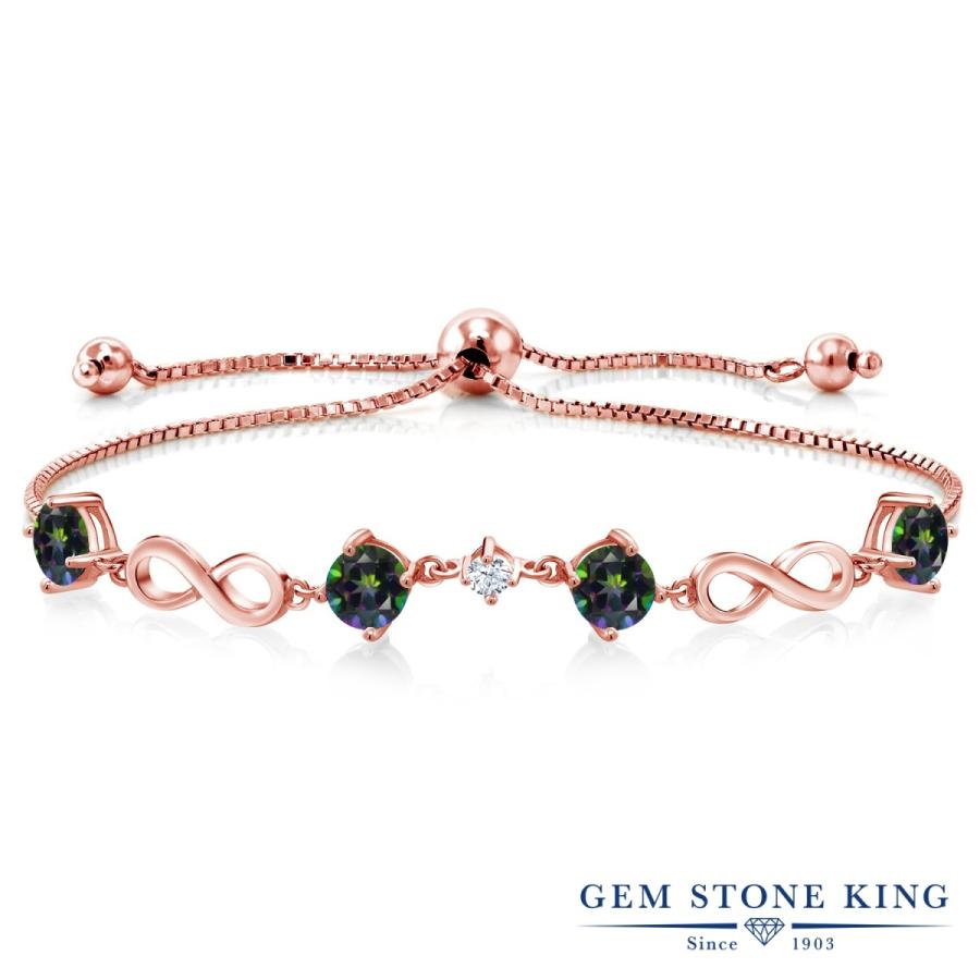 天然 ミスティック トパーズ ブレスレット レディース ピンクゴールド 加工 天然石 お守り 40代 50代 ブランド