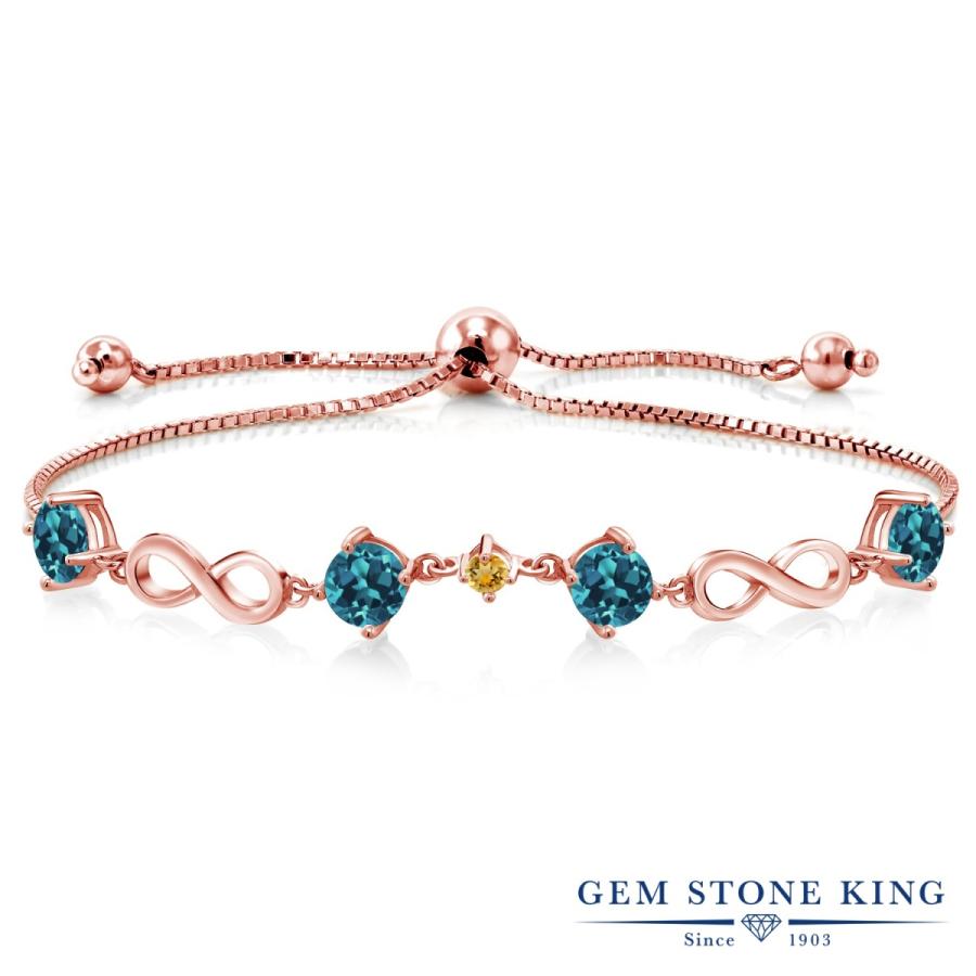 天然 ロンドンブルートパーズ ブレスレット レディース ピンクゴールド 加工 天然石 11月 誕生石 お守り 誕生日プレゼント 女性 40代 50代 ブランド