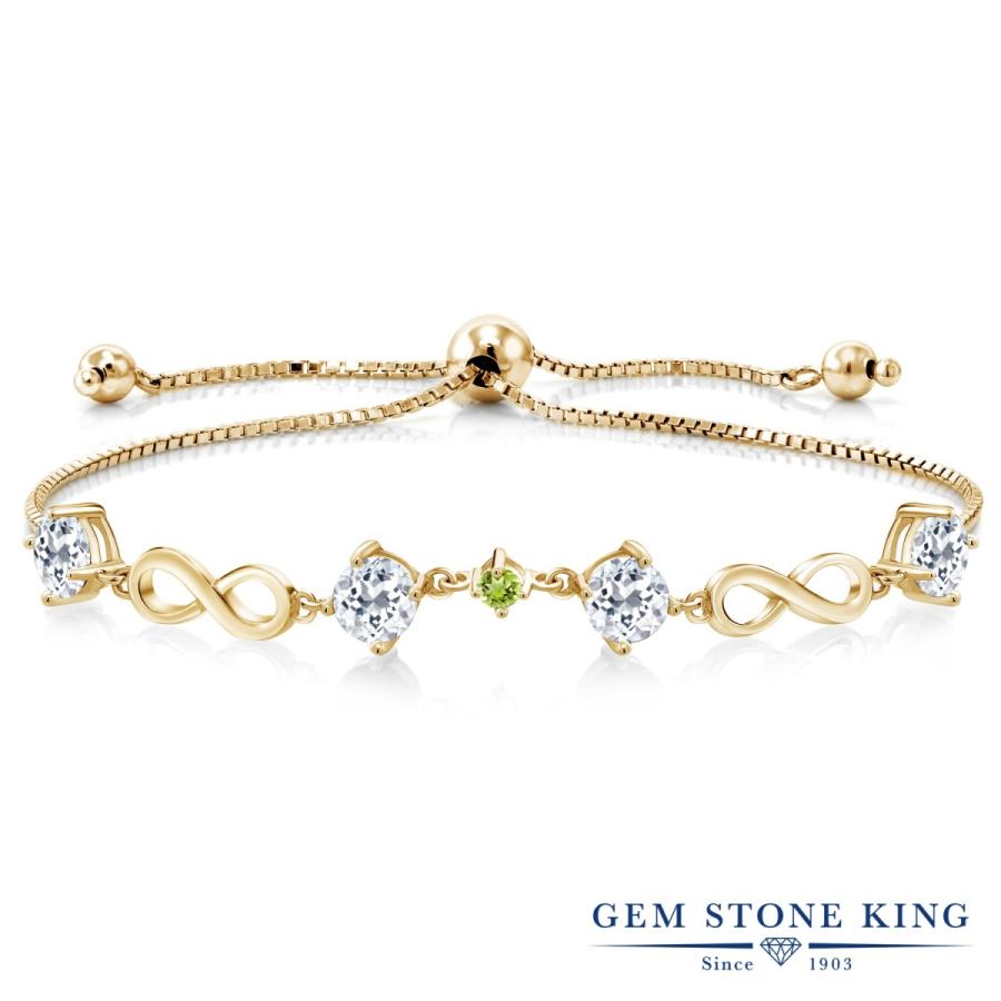 天然 ホワイトトパーズ ブレスレット レディース イエローゴールド 加工 天然石 11月 誕生石 お守り 誕生日プレゼント 女性 40代 50代 ブランド