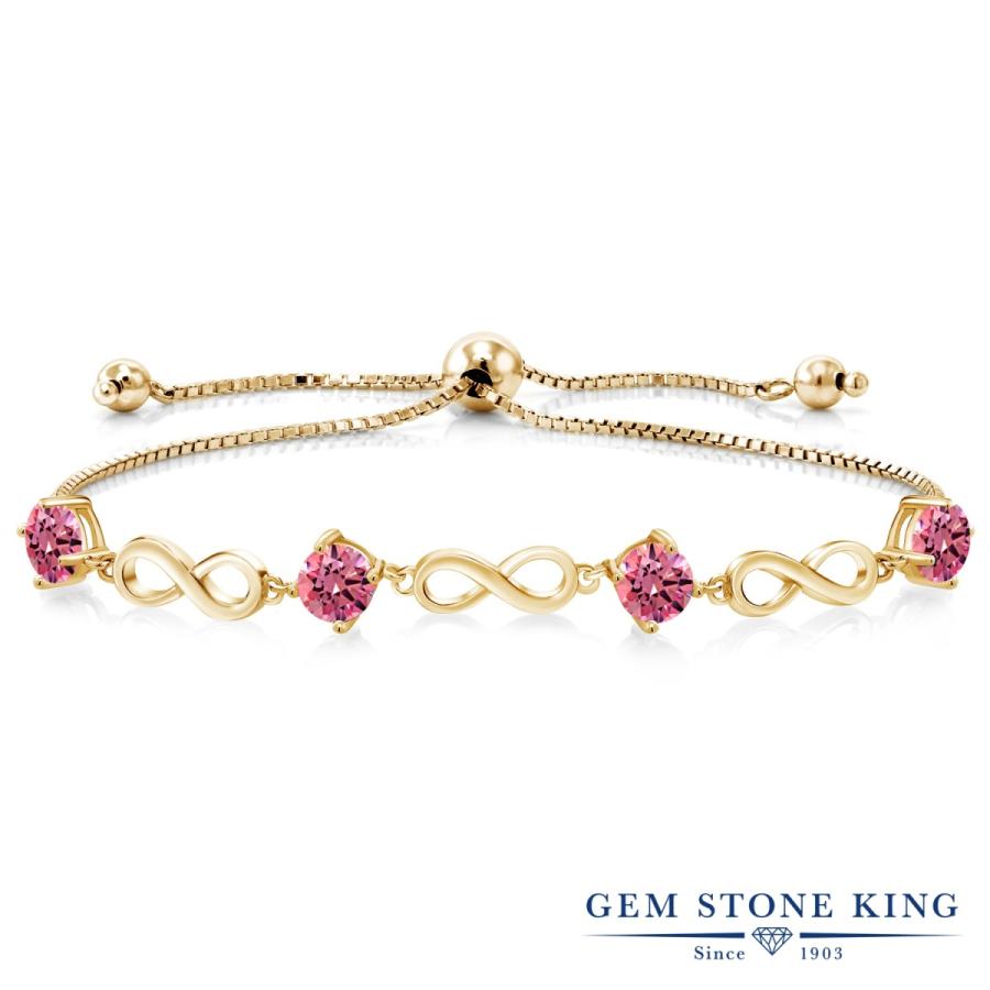ファンシーピンク ジルコニア ブレスレット レディース イエローゴールド 加工 CZ プレゼント 女性 40代 50代 ブランド