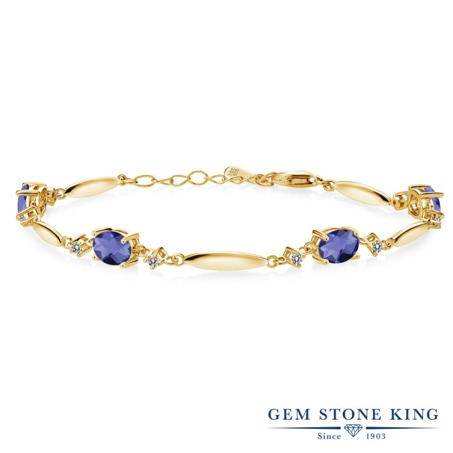 天然 アイオライト ブレスレット レディース イエローゴールド 加工 天然石 3月 誕生石 お守り 誕生日プレゼント 女性 40代 50代 ブランド