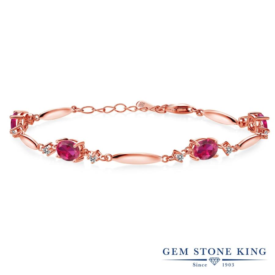 シンセティック ルビー ブレスレット レディース ピンクゴールド 加工 7月 誕生石 お守り 誕生日プレゼント 女性 40代 50代 ブランド