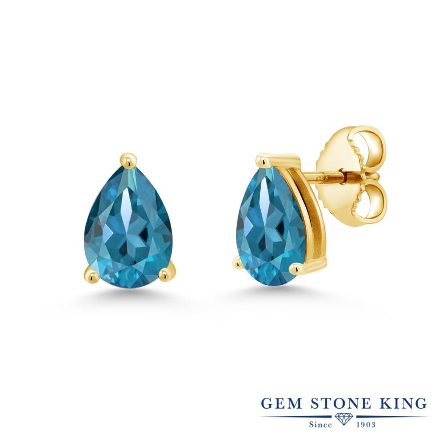 天然 ロンドンブルートパーズ ピアス レディース イエローゴールド 加工 天然石 11月 誕生石 お守り 誕生日プレゼント 女性 アレルギー対応 ブランド