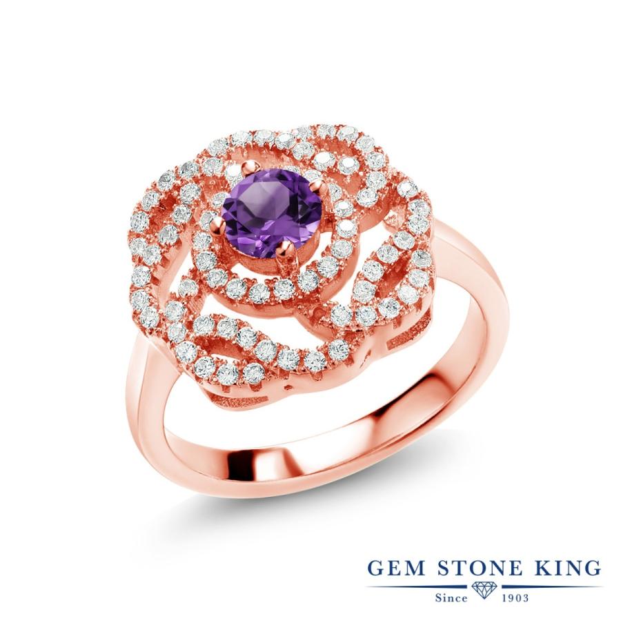 天然 アメジスト リング レディース 指輪 ピンクゴールド 加工 天然石 2月 誕生石 お守り 誕生日プレゼント 女性 ブランド