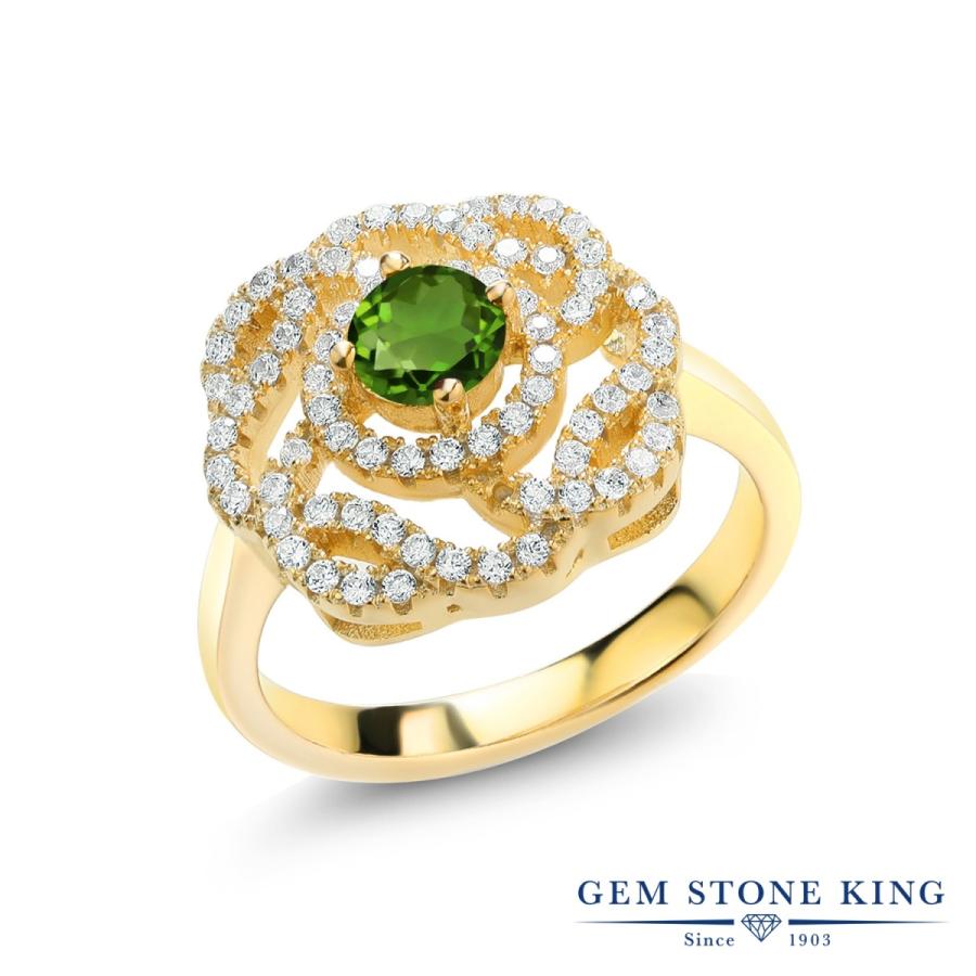 天然 クロムダイオプサイド リング レディース 指輪 イエローゴールド 加工 天然石 お守り ブランド