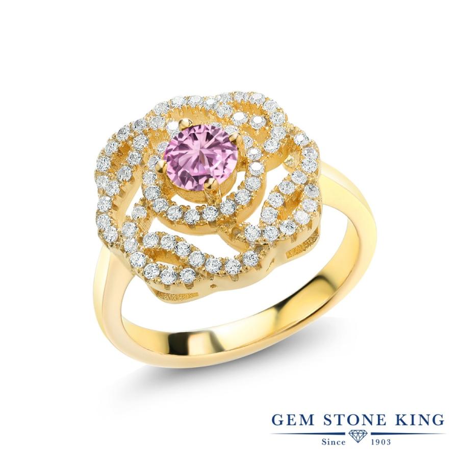 シンセティック ピンクサファイア リング レディース 指輪 イエローゴールド 加工 9月 誕生石 お守り 誕生日プレゼント 女性 ブランド