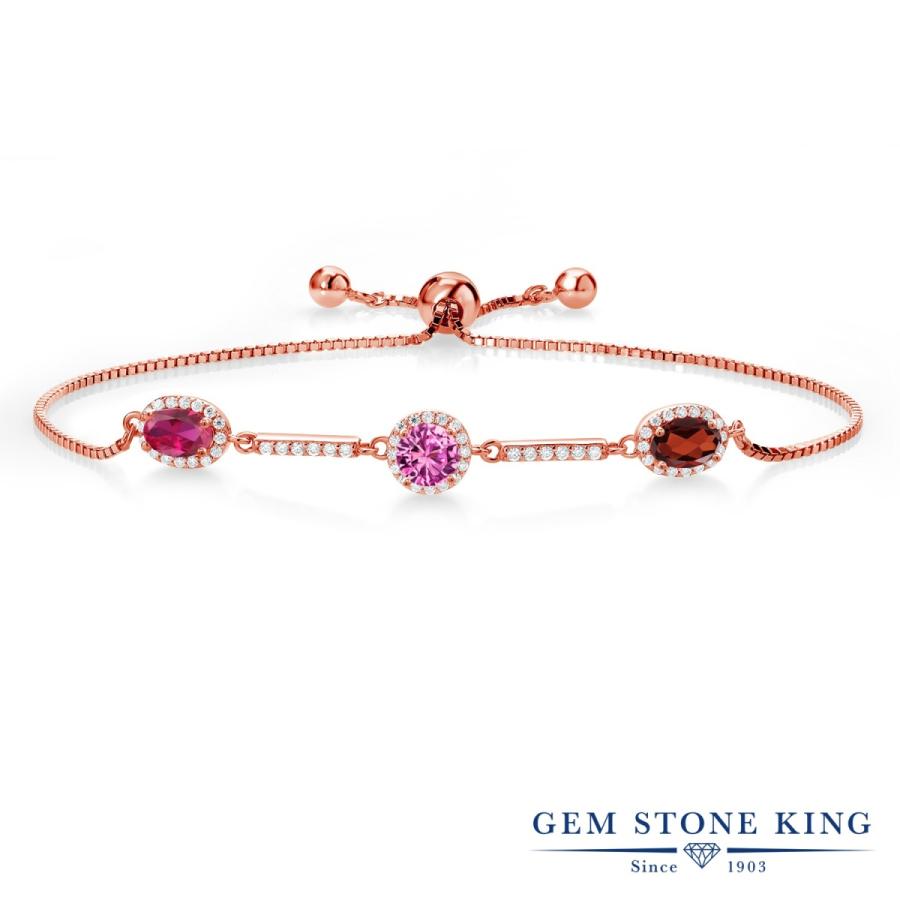 シンセティック ルビー ブレスレット レディース ピンクゴールド 加工 7月 誕生石 お守り 誕生日プレゼント 女性 40代 50代 ブランド