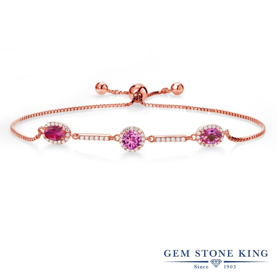 シンセティック ルビー ブレスレット レディース ピンクゴールド 加工 7月 誕生石 お守り 誕生日プレゼント 女性 40代 50代 ブランド