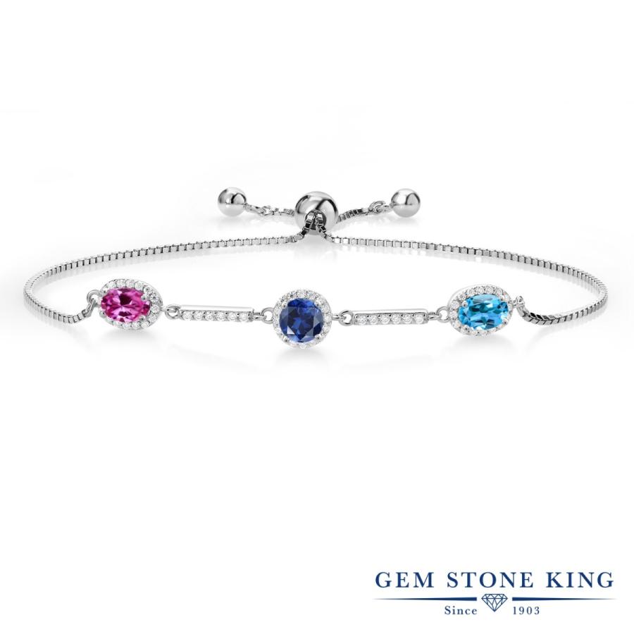 シンセティック ピンクサファイア ブレスレット レディース 9月 誕生石 お守り 誕生日プレゼント 女性 40代 50代 ブランド