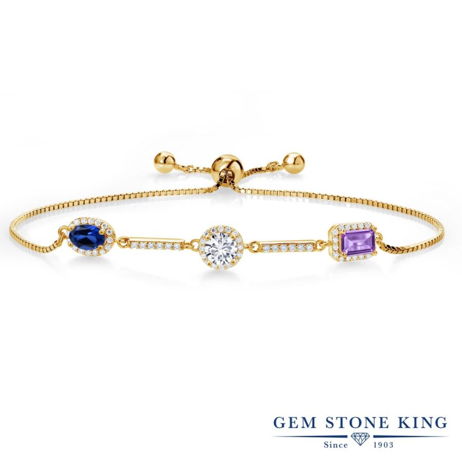 シンセティック サファイア ブレスレット レディース イエローゴールド 加工 9月 誕生石 お守り 誕生日プレゼント 女性 40代 50代 ブランド