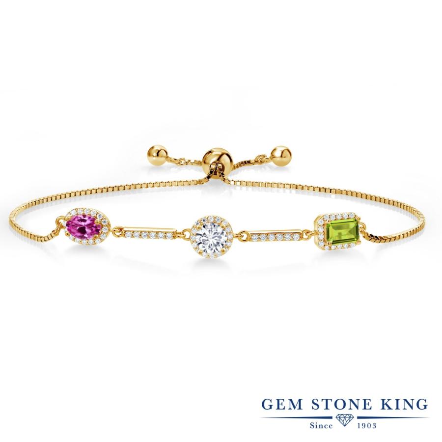 シンセティック ピンクサファイア ブレスレット レディース イエローゴールド 加工 9月 誕生石 お守り 誕生日プレゼント 女性 40代 50代 ブランド