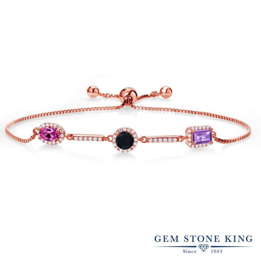 シンセティック ピンクサファイア ブレスレット レディース ピンクゴールド 加工 9月 誕生石 お守り 誕生日プレゼント 女性 40代 50代 ブランド