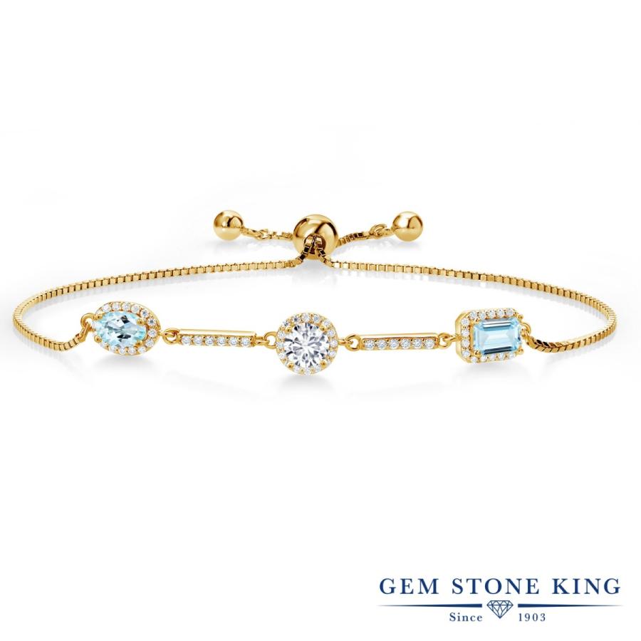 天然 スカイブルートパーズ ブレスレット レディース イエローゴールド 加工 天然石 11月 誕生石 お守り 誕生日プレゼント 女性 40代 50代 ブランド