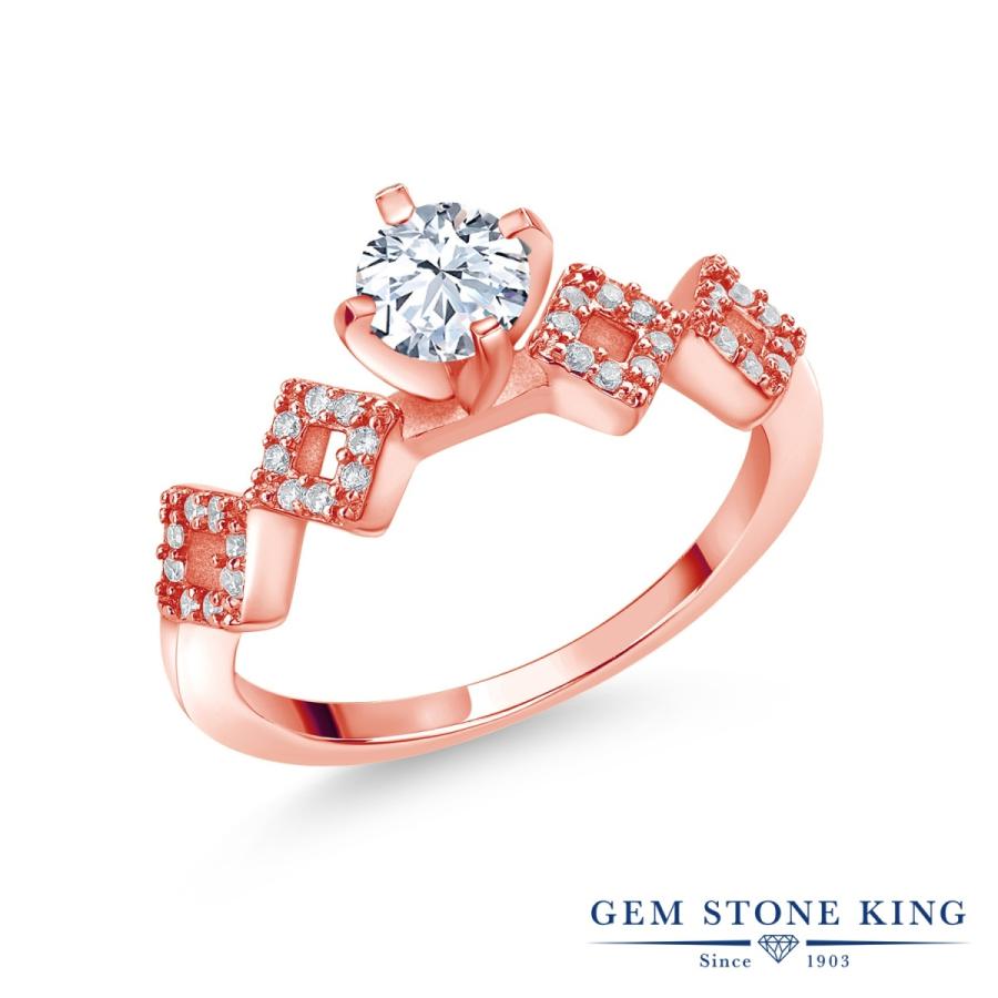 ホワイト ジルコニア リング レディース 指輪 ピンクゴールド 加工 CZ プレゼント 女性 ブランド