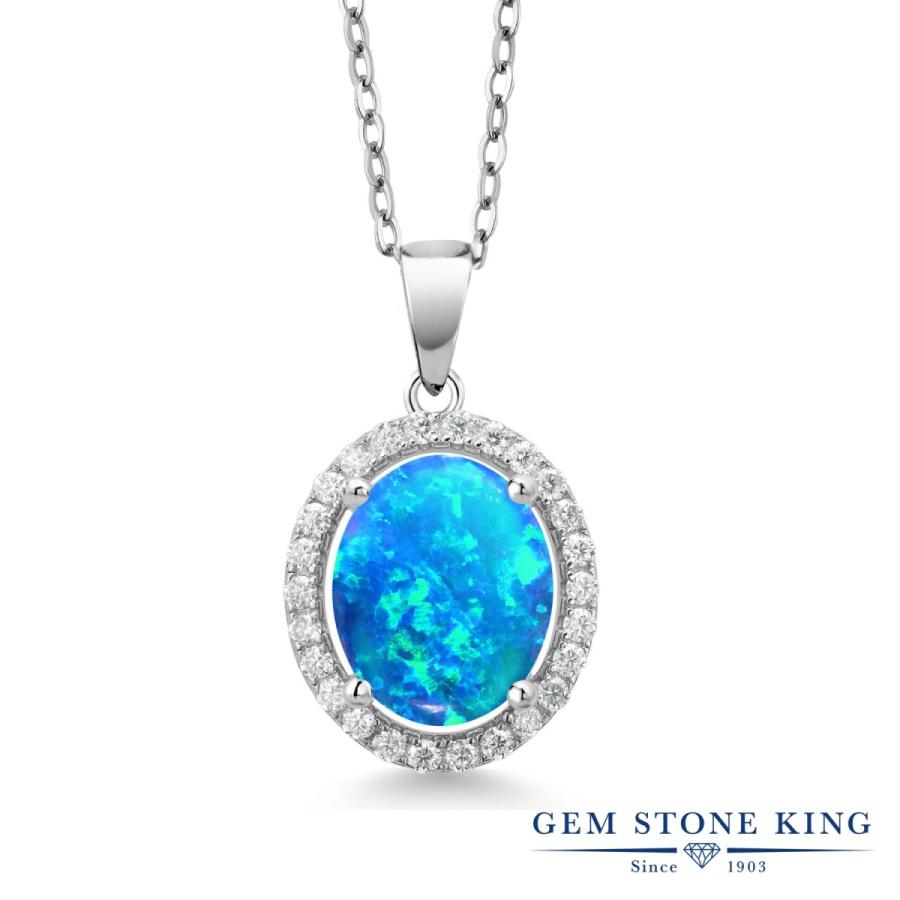 シミュレイテッド ブルーオパール ネックレス レディース 10月 誕生石 お守り 誕生日プレゼント 女性 ブランド