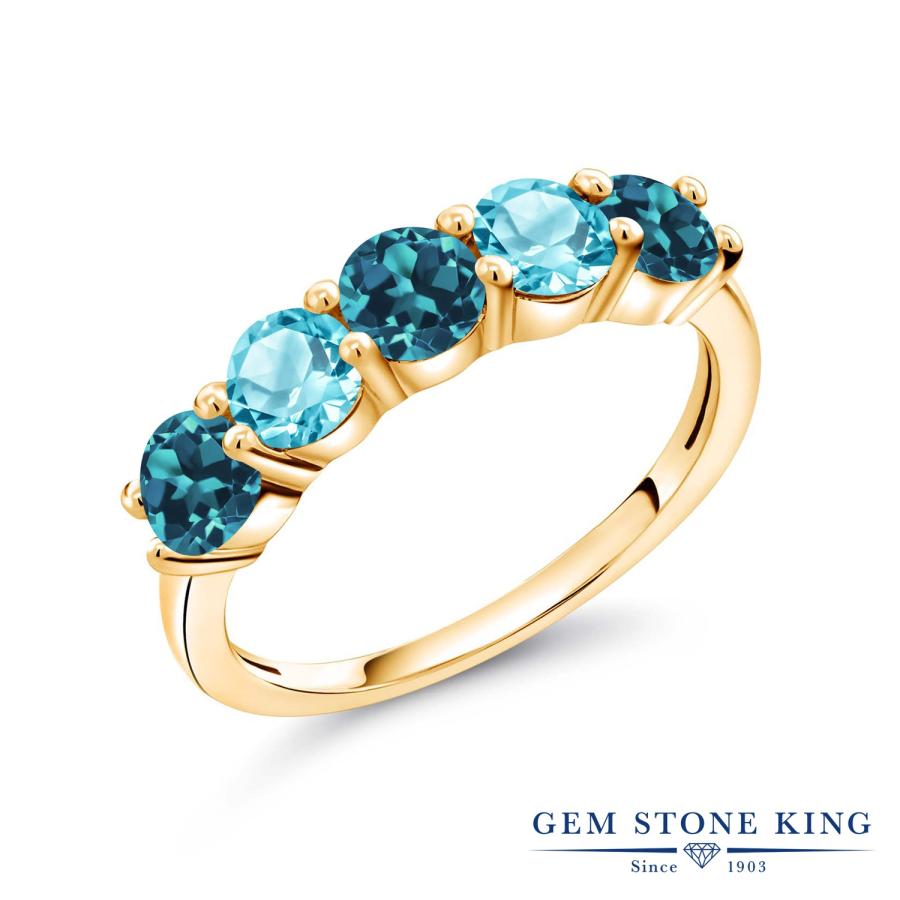 天然 ロンドンブルートパーズ リング レディース 指輪 イエローゴールド 加工 天然石 11月 誕生石 お守り 誕生日プレゼント 女性 ブランド ハーフエタニティ