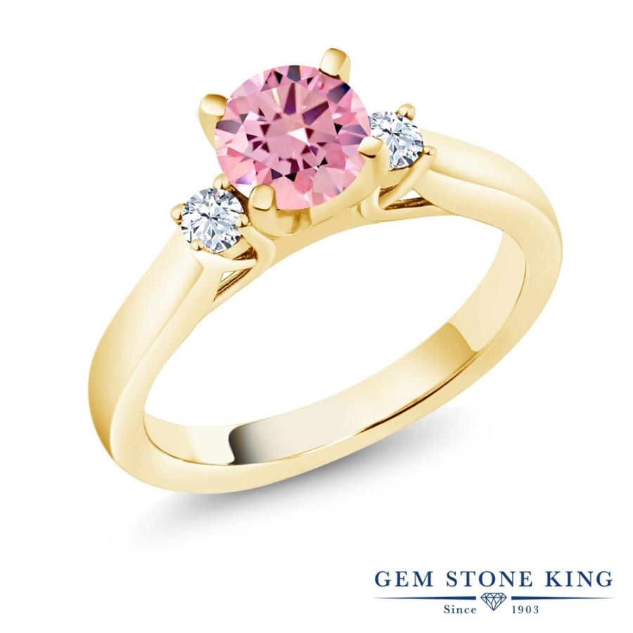 ピンク ジルコニア リング レディース 指輪 イエローゴールド 加工 CZ プレゼント 女性 ブランド