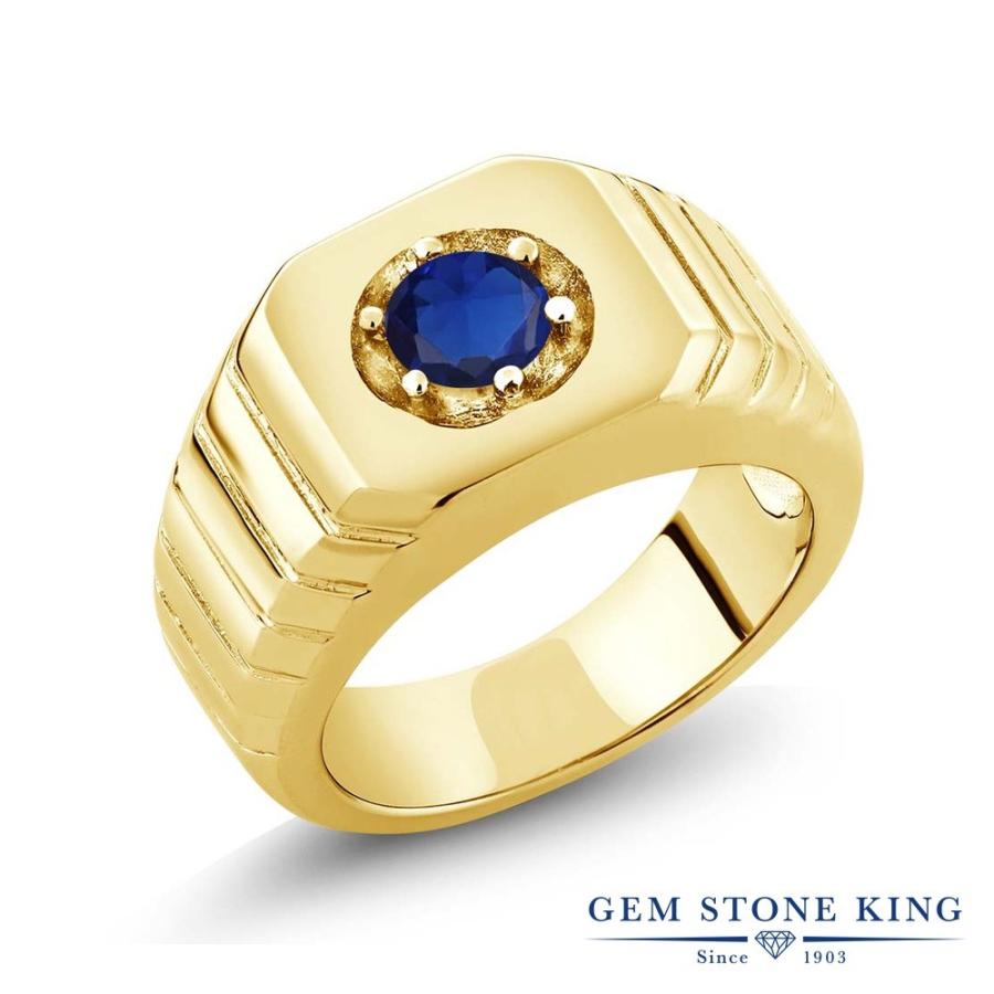 シンセティック サファイア リング レディース 指輪 イエローゴールド 加工 9月 誕生石 お守り 誕生日プレゼント 女性 ブランド