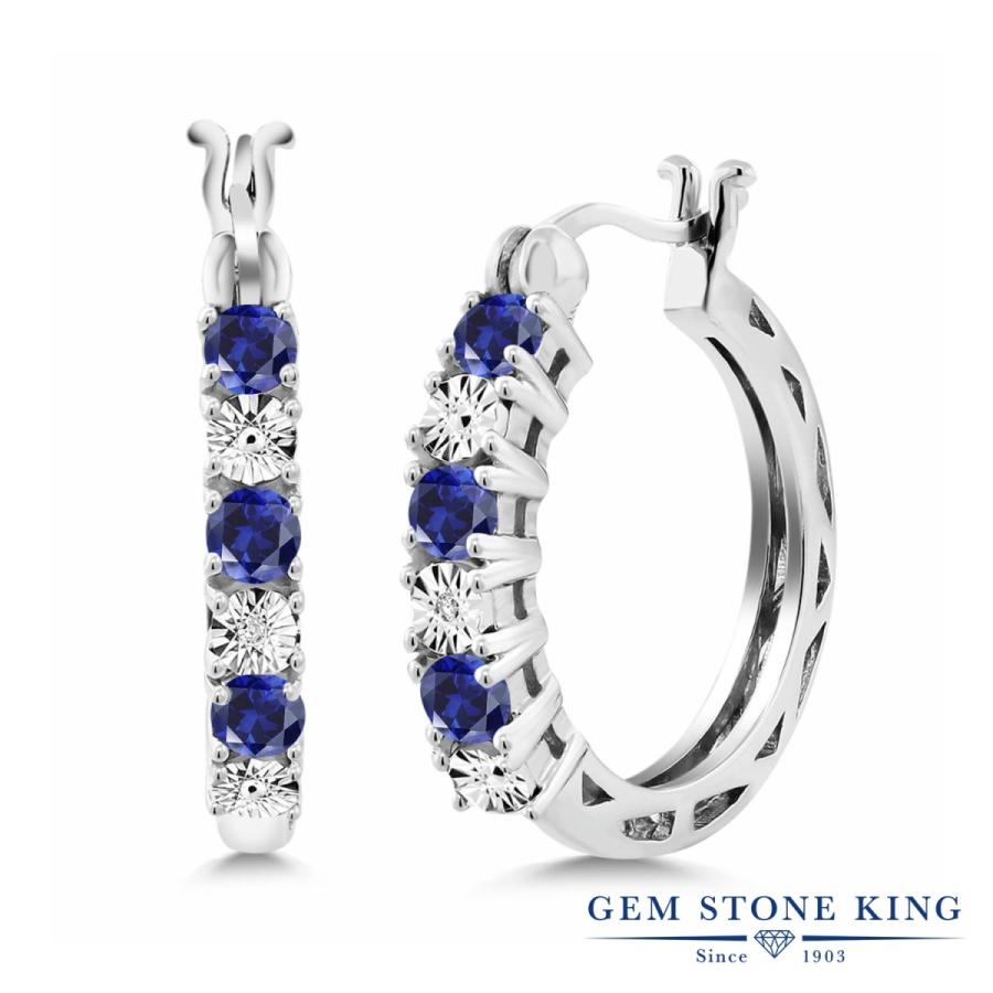 シンセティック サファイア フープピアス レディース 9月 誕生石 お守り 誕生日プレゼント 女性 アレルギー対応 ブランド