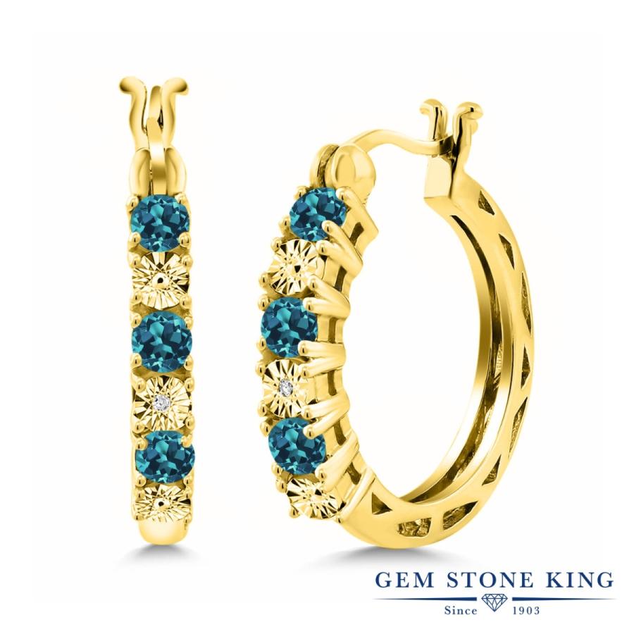 天然 ロンドンブルートパーズ フープピアス レディース イエローゴールド 加工 天然石 11月 誕生石 お守り 誕生日プレゼント 女性 アレルギー対応 ブランド