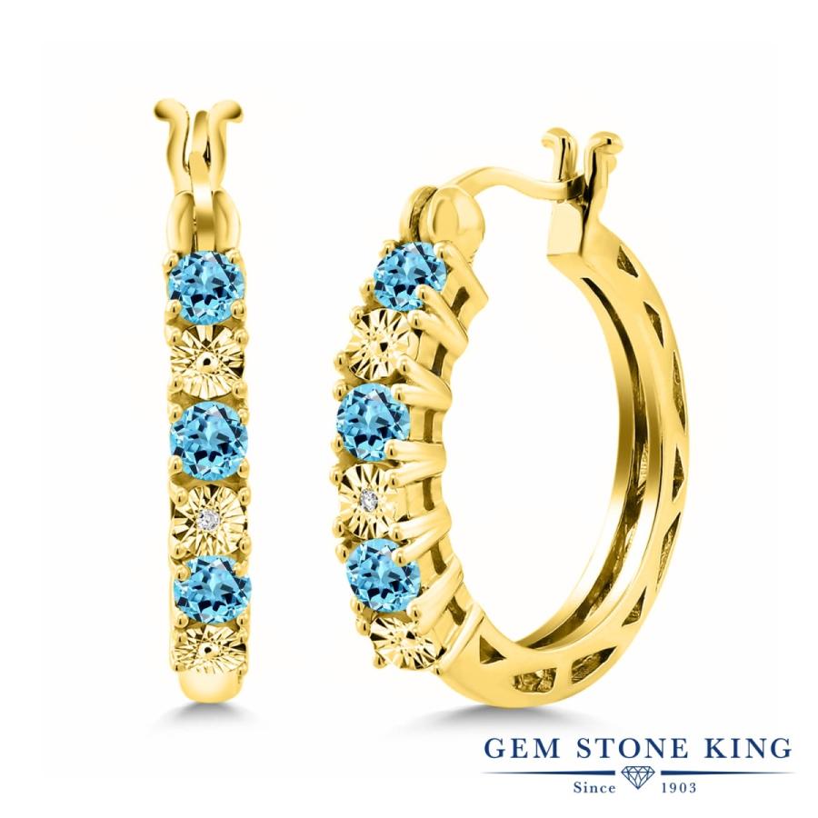 天然 スイスブルートパーズ フープピアス レディース イエローゴールド 加工 天然石 11月 誕生石 お守り 誕生日プレゼント 女性 アレルギー対応 ブランド