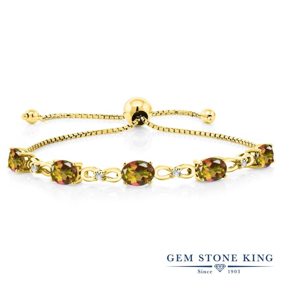 天然 ミスティック トパーズ ブレスレット レディース イエローゴールド 加工 天然石 お守り 40代 50代 ブランド