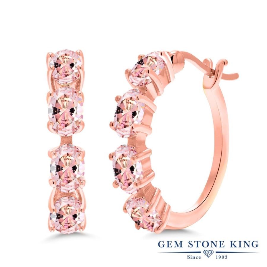モルガナイト ピーチ ジルコニア フープピアス レディース ピンクゴールド 加工 CZ プレゼント 女性 アレルギー対応 ブランド フープ