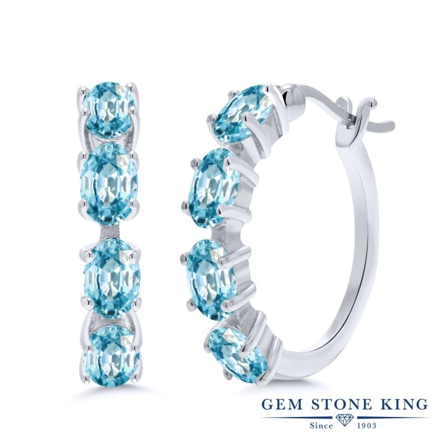 天然 ブルージルコン フープピアス レディース 天然石 12月 誕生石 お守り 誕生日プレゼント 女性 アレルギー対応 ブランド