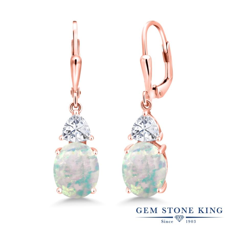 シミュレイテッド ホワイトオパール ピアス レディース ピンクゴールド 加工 10月 誕生石 お守り 誕生日プレゼント 女性 アレルギー対応 ブランド